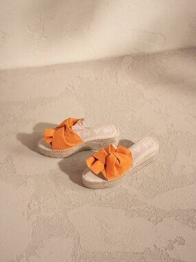 Soft Suede Sandals with Knot - Hamptons Sunset Orange by Manebi